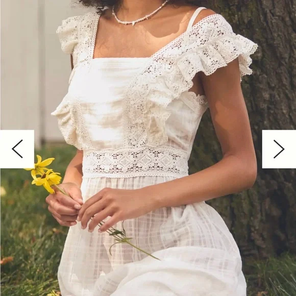 Anthropologie White Ruffled Maxi Dress - Picture 3 of 5